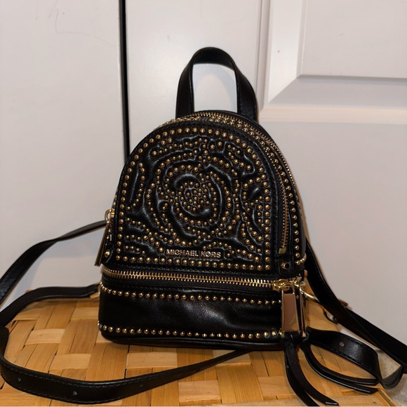 Michael Kors Rhea mini rose studded leather backpack